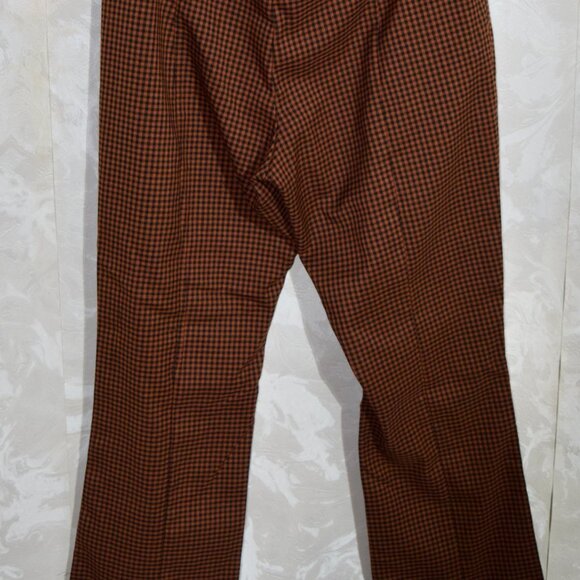 Urban Outfitters Brown Gingham High-Waisted Flare Pants | Size 4 - Picture 3 of 5